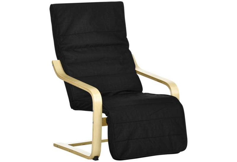 MODFU Esszimmerstuhl Relaxsessel Schwingstuhl (Relaxsessel Schwingstuhl mit 5-fach verstellbarem Fußteil, ergonomischer Sitzkomfort & stabiler Birkenholzrahmen) von MODFU