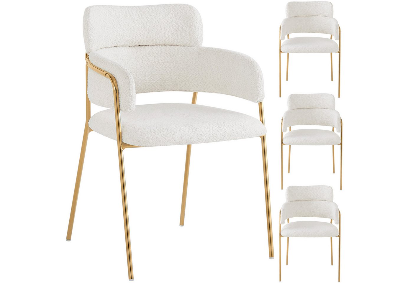 MODFU Esszimmerstuhl mit goldenen Beinen (Polsterstuhl, Wohnzimmerstuhl, Küchenstuhl, 4 St), Ergonomischer Stuhl von MODFU