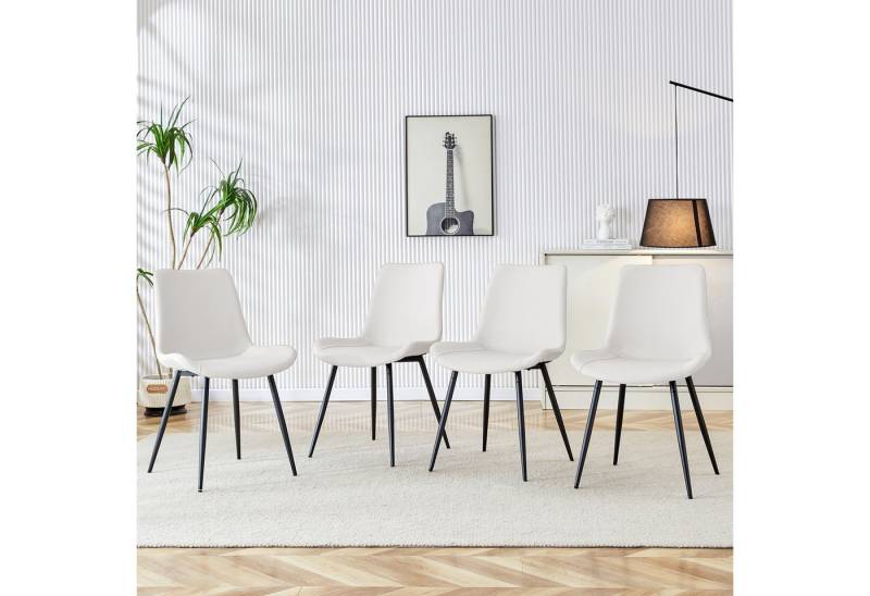 MODFU Esszimmerstuhl moderne Esstischstühle (mit Kunstleder-Bezug und Metallgestell - Breite Sitzflächen mit Rückenlehne, 1 St) von MODFU