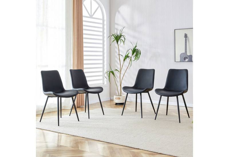 MODFU Esszimmerstuhl moderne Esstischstühle (mit Kunstleder-Bezug und Metallgestell - Breite Sitzflächen mit Rückenlehne, 1 St) von MODFU