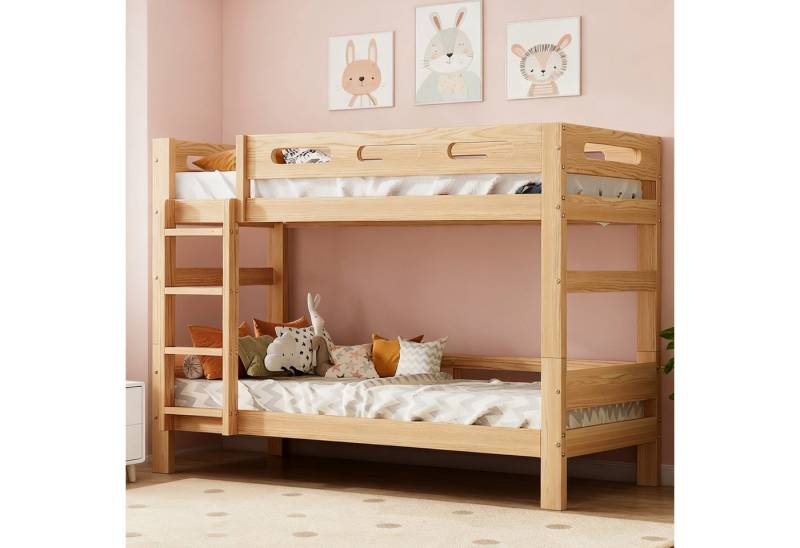 MODFU Etagenbett aufteilbar in 2 (Kinderbett Holzbett, stabiler Kiefernholzrahmen, 90x200cm), ohne Matratze von MODFU