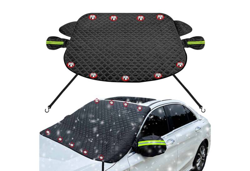 MODFU Frontscheibenabdeckung Windschutzscheibenabdeckung mit Seitenspiegel, Auto Scheibenabdeckung, 148 x 120 cm, (Auto Schneeschutz Sommer Hitzeschutz Vierlagige Struktur, 1-St., mit Seitenspiegel-Schutz Doppel-Ohren-Design 9 Magneten und Haken), Frostabdeckung passend für PKW SUV MODFU Frontscheibenabdeckung Windschutzscheibenabdeckung mit Seitenspiegel, Auto Scheibenabdeckung, 148 x 120 cm, (Auto Schneeschutz Sommer Hitzeschutz Vierlagige Struktur, 1-St., mit Seitenspiegel-Schutz Doppel-Ohren-Design 9 Magneten und Haken), Frostabdeckung passend für PKW SUV von MODFU