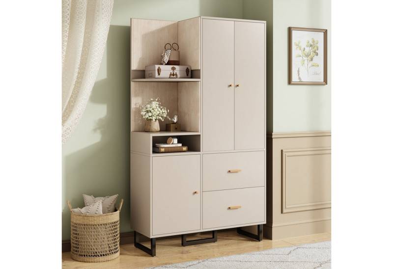 MODFU Garderoben-Set Garderoben-Set, (Eingangsschrank, Flurgarderobe, 1-St., 110x186x38 cm), mit gepolsterten Paneelen Schuhschrank von MODFU