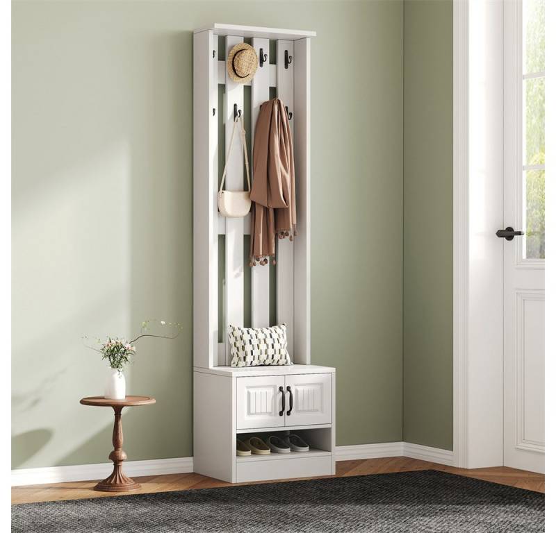 MODFU Garderoben-Set Wandgarderobe Schuhschrank, (Flurmöbel mit Rückwand mit 8 Haken, 1-St., B50/D36/H190cm), mit 2 Türen von MODFU