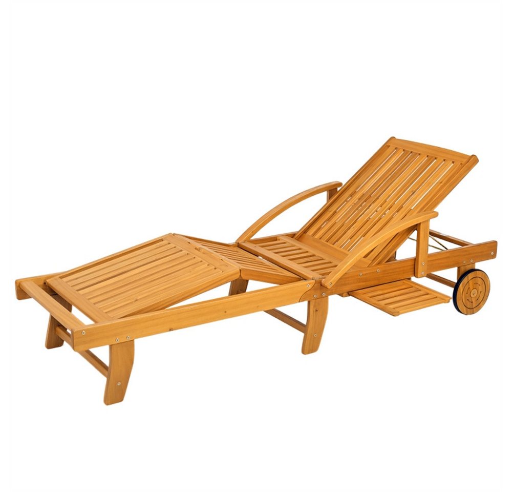 MODFU Gartenliege Gartenstuhl mit Seitentisch, Teak Holz Sonnenliege klappbar mit Seitentisch & Rollen, 4-fach verstellbare Rückenlehne, belastbar bis 160 kg. MODFU Gartenliege Gartenstuhl mit Seitentisch, Teak Holz Sonnenliege klappbar mit Seitentisch & Rollen, 4-fach verstellbare Rückenlehne, belastbar bis 160 kg. von MODFU