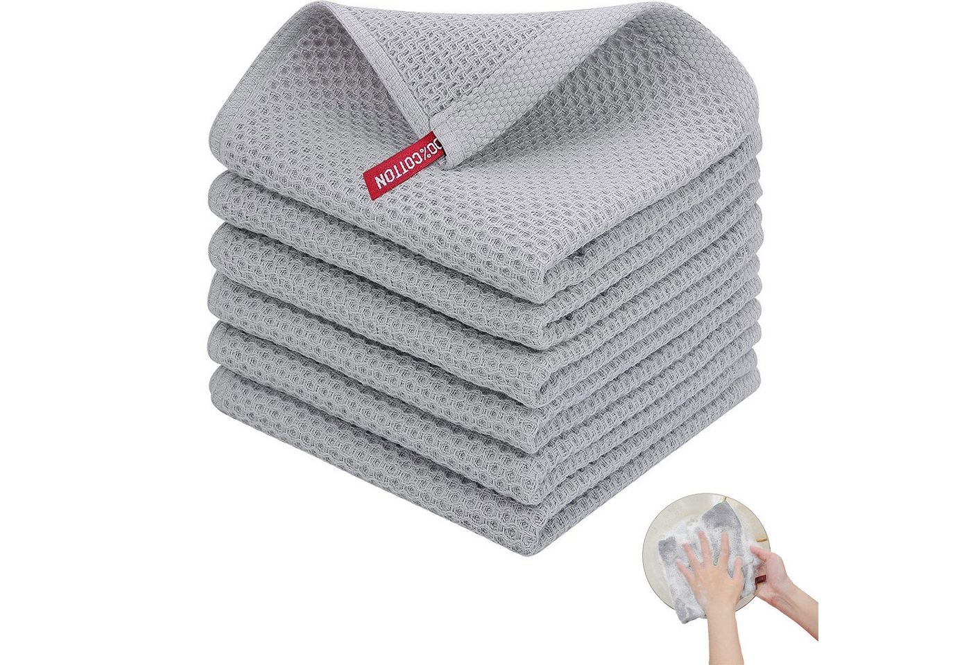 MODFU Geschirrtuch Spültuch Spüllappen Küchentücher Geschirrhandtücher aus 100% Baumwolle, (Geschirrtücher Küchenhandtuch 4er oder 6er Set 34x34 cm oder 34x73 cm, 6-tlg., Geschirr Küchen Tuch Tücher Handtücher Handtuch Küchenhandtücher), Dick und Weich von MODFU