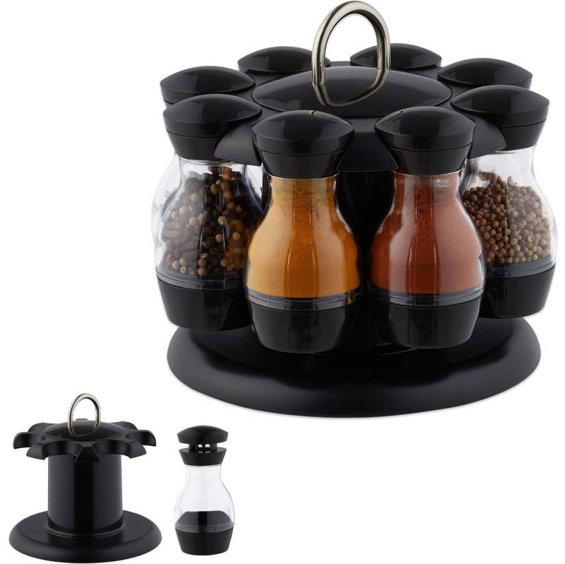 MODFU Gewürzkarussell Drehbares Gewürzregal Stehend Gewürze Karussell Organizer Rotierender, (mit 8 Gewürzgläsern 19 cm 360° drehbares Gewuerze Lagerregal, 9-tlg), Gewürzständer für Schrank Arbeitsplatte Tisch in Küche Speisekammer von MODFU