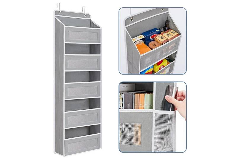 MODFU Hängeregal Tür-Hängeorganizer mit 5 Fächer und Haken, Stoffregal Ordnungssystem Kleiderschrank Organizer 1-tlg., Hängend mit Metallhaken für Tür Bad Kinderzimmer Wohnzimmer von MODFU