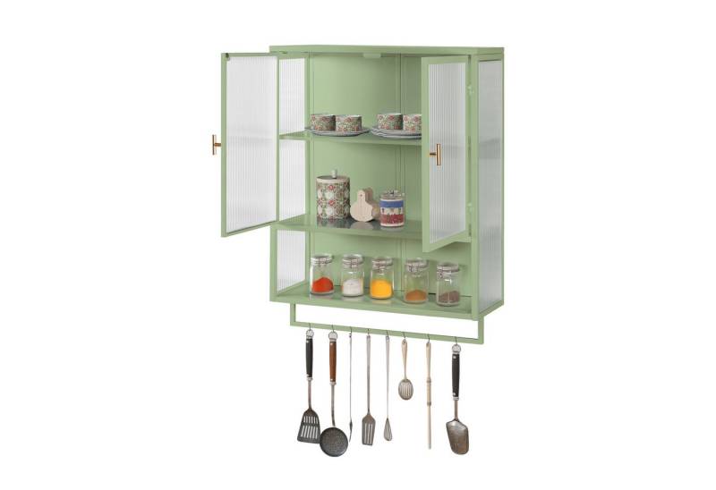 MODFU Hängeschrank 60 cm Wandhängender Schrank mit Glastüren (Wandschrank Stauraumschrank Hängevitrine, Stilvolle Aufbewahrung, Zwei-Tür-Design, Abnehmbares Regal, Perfekt für Wohnzimmer, Badezimmer & Flur) von MODFU