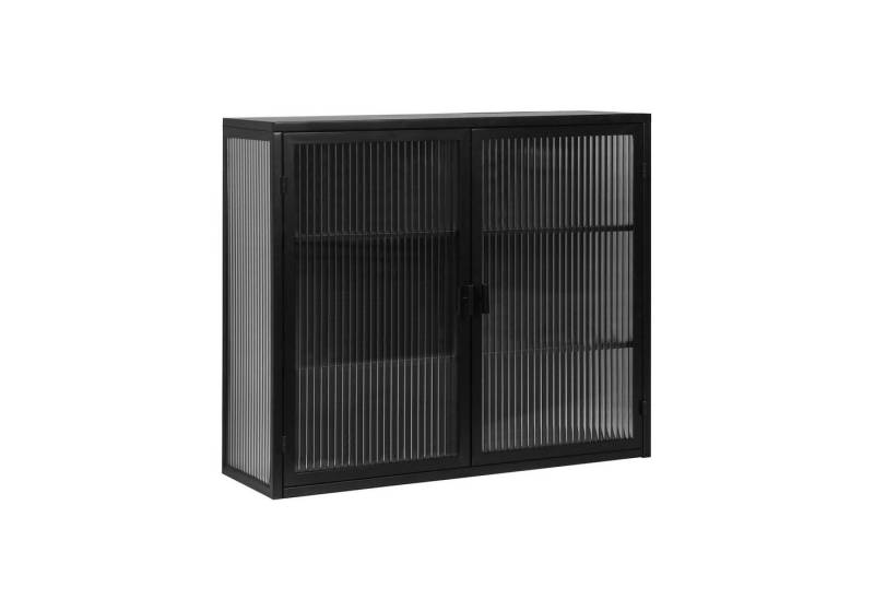MODFU Hängeschrank Zweitüriger Wandschrank 70 cm,Stauraumschrank Hängevitrine (Aktenschrank, mit geriffeltem Glas, 3-stufigem Stauraum, wandmontierbar, ideal für Wohnzimmer & Eingangsbereich) Gewichtskapazität: 5 kg pro Regal von MODFU