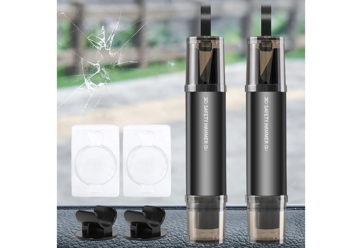 MODFU Hammer 2er Set Auto-Fensterbrecher Notfall-Glaszertrümmerer Gurtschneider (Ultrakompakter federnder Auto-Fensterbrecher, 2-St., mit Sicherheitsgurt-Schneideklinge und transparenter Schutzabdeckung), ragbares Sicherheitswerkzeug für Auto LKW Bus MODFU Hammer 2er Set Auto-Fensterbrecher Notfall-Glaszertrümmerer Gurtschneider (Ultrakompakter federnder Auto-Fensterbrecher, 2-St., mit Sicherheitsgurt-Schneideklinge und transparenter Schutzabdeckung), ragbares Sicherheitswerkzeug für Auto LKW Bus von MODFU