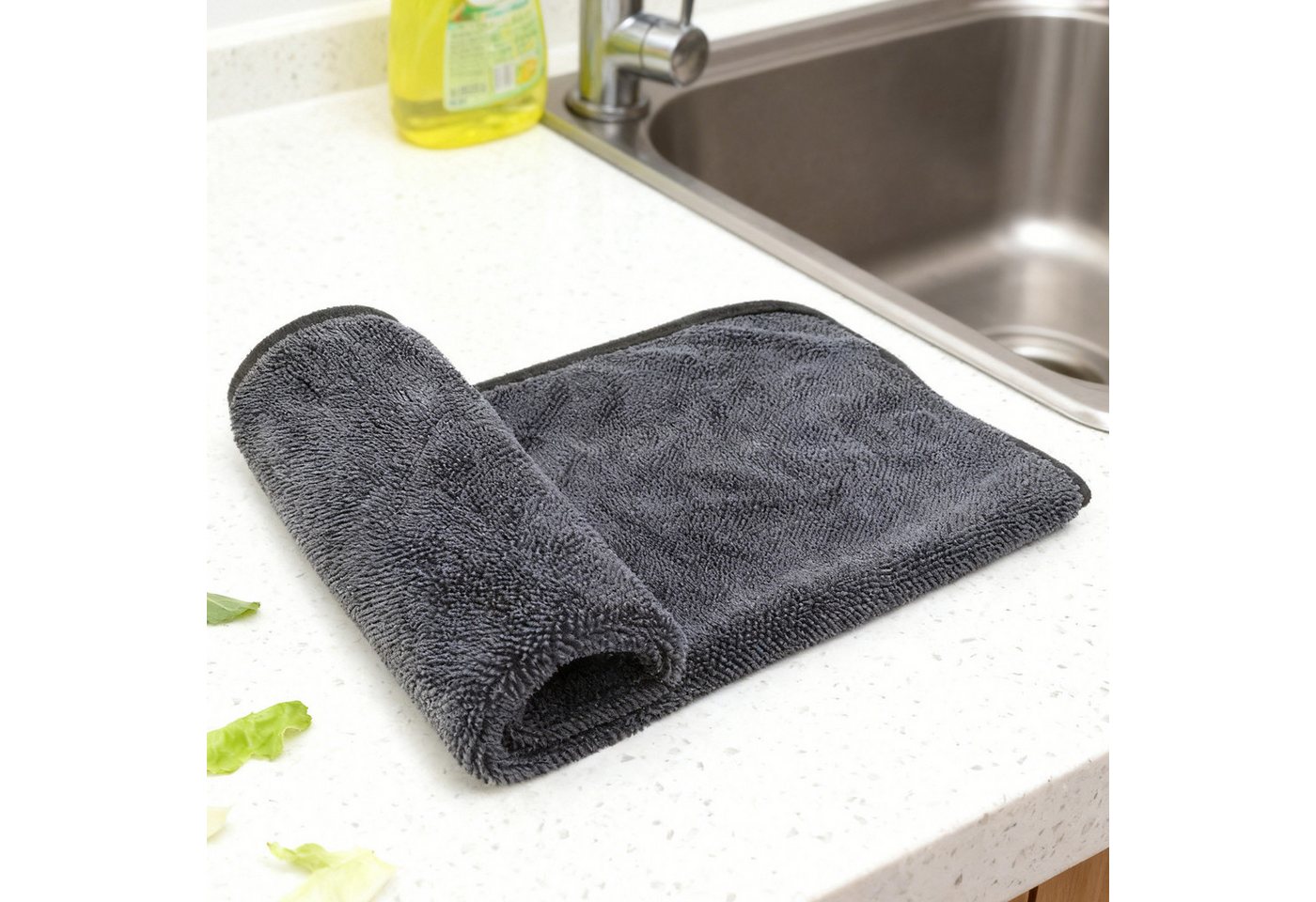 MODFU Handtuch 2er Set absorbierende Trockentücher Mikrofaserhandtuch Autotrockentuch, (Doppelseitiges Design mit Samtfasern Gitterstruktur 2er Set 40x60cm, 2-St), ideal für Autos Haushalte Glasflächen Küchen Badezimmer von MODFU