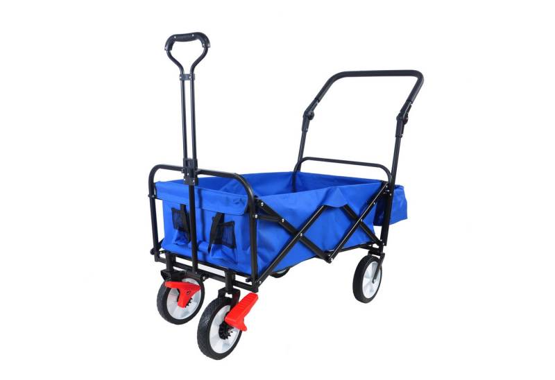 MODFU Handwagen Faltbare Garten-Handkarre,Faltbarer Wagen, Maximale Belastung 68 kg, (robuste faltbare Garten-Handkarre, Getränkehalter, verstellbare Griffe) von MODFU