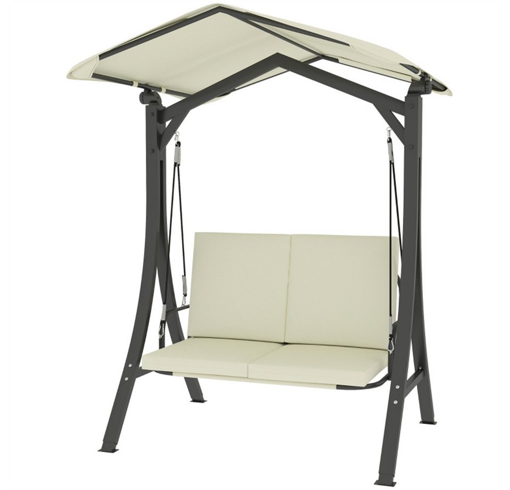MODFU Hollywoodschaukel Gartenschaukel mit Sitzauflage, 2-Sitzer, 2-Sitzer mit verstellbarem Sonnendach, UV 30+ Schutz & Schutzhülle. von MODFU