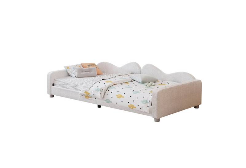 MODFU Kinderbett Polsterbett, Schlafsofa Jugendbett Gästebett 90X200cm (mit Rückenlehne und Armlehnen, Bettgestell Teddystoff Multifunktionales weiches Bett), ohne Matratze von MODFU