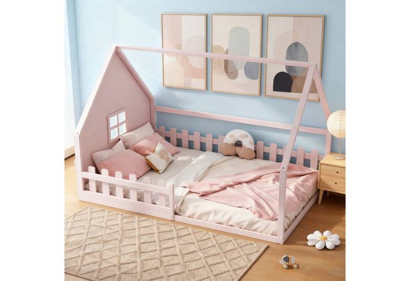 MODFU Kinderbett mit Hausleisten-Design (Holzbett, 90*200cm), ohne Matratze von MODFU