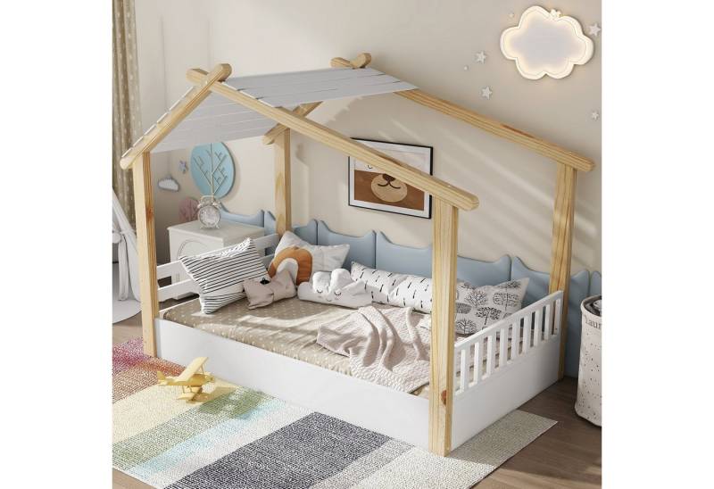 MODFU Kinderbett mit stabilem Lattenrost (Einzelbett Holzbett 90x190cm, aus Kiefer MDF Spanplatte), ohne Matratze von MODFU