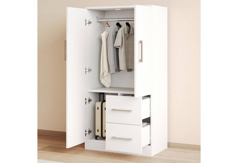 MODFU Kinderkleiderschrank mit Doppeltüren (Schrank mit Schubladen & Fächern für optimale Stauraumnutzung, 70 x 40 x 135 cm) von MODFU