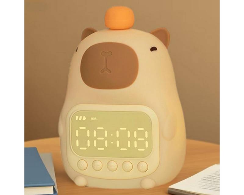 MODFU Kinderwecker Silikonwecker Capybara Nachtlicht Schlummerwecker Schlummerfunktion TYPE-C wiederaufladbar 7 Farben 2 Weckzeiten von MODFU