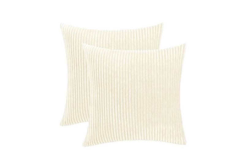 MODFU Kissenbezüge 2er Set Kordsamt gestreiftes Kissenhülle Dekokissen, (2 Stück), 45x45cm Sofakissen Couchkissen Bezug Sofa Schlafzimmer Reißverschluss von MODFU