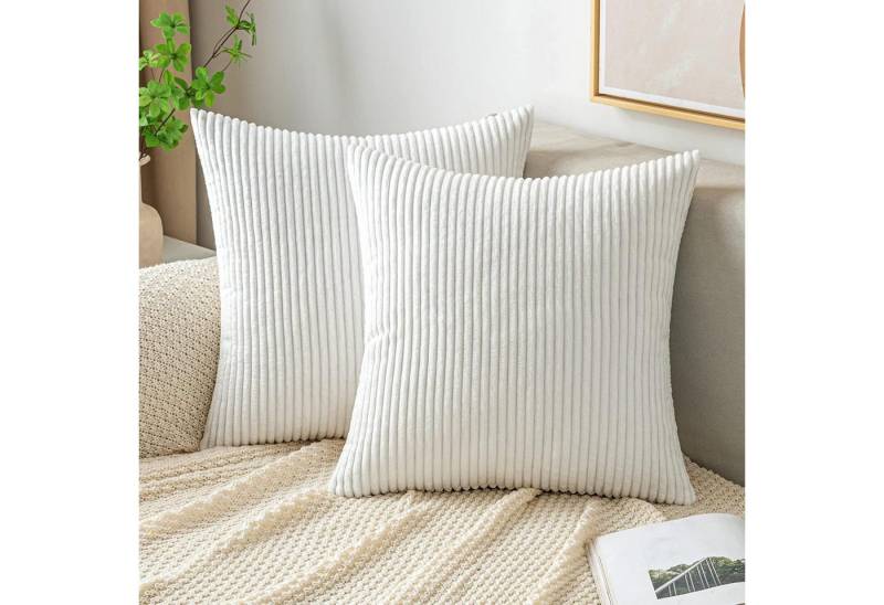 MODFU Kissenbezüge 2er Set Weich Kordsamt Zierkissenbezug Dekokissen Moderne Deko, (2 Stück), 40x40 cm Sofakissen Couchkissen Bezug Sofa Schlafzimmer Reißverschluss von MODFU