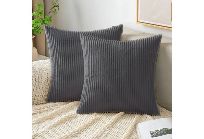 MODFU Kissenbezüge 2er Set Weich Kordsamt Zierkissenbezug Dekokissen Moderne Deko, (2 Stück), 40x40 cm Sofakissen Couchkissen Bezug Sofa Schlafzimmer Reißverschluss von MODFU