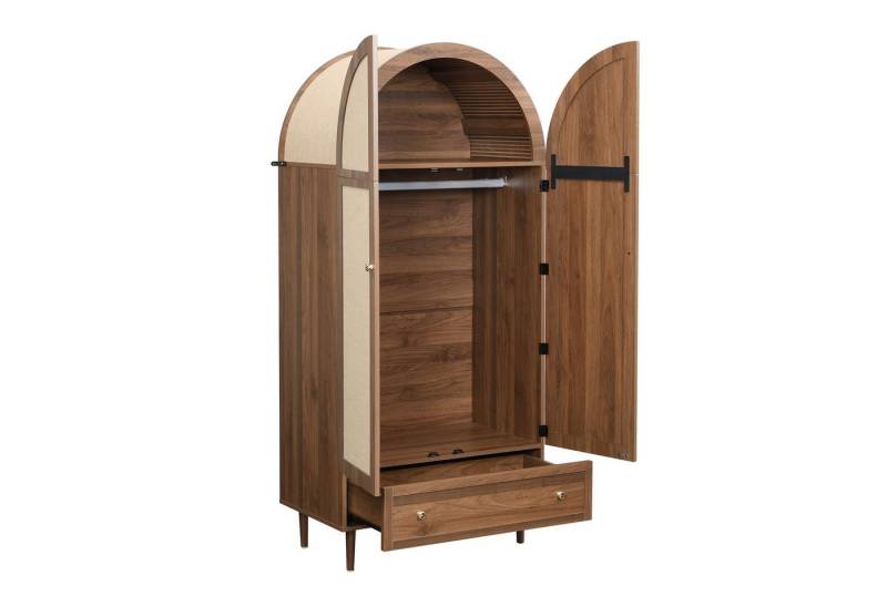 MODFU Kleiderschrank mit Walnussoptik (Garderoben-Set, 1-St., Walnussoptik) Stofftüren, Schublade von MODFU