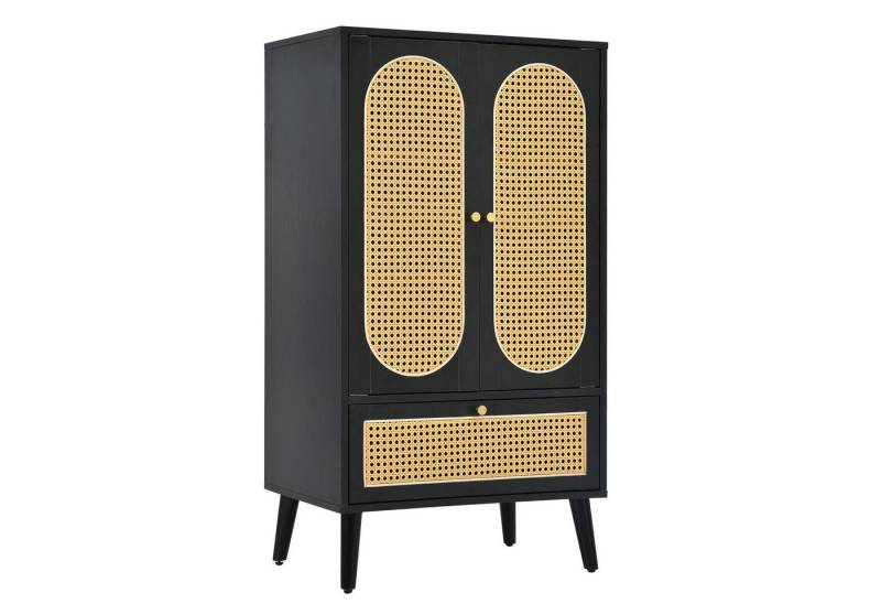 MODFU Kommode Highboard Esszimmerschrank Bücherregal Rattan-Design (mit 2 Türen, 1 Schublade), mit Türen und Schubladen Sideboard mit großem Stauraum von MODFU