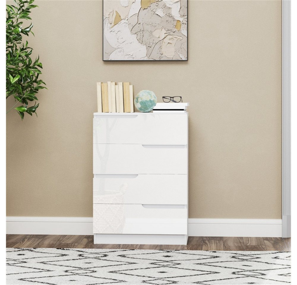 MODFU Kommode mit 4 Schubladen (pflegeleicht durch Melaminbeschichtung, sanftes Gleiten dank Stahlschienentechnik, sicher mit Kippschutz, 1 St., 60B x 40T x 85H cm) von MODFU