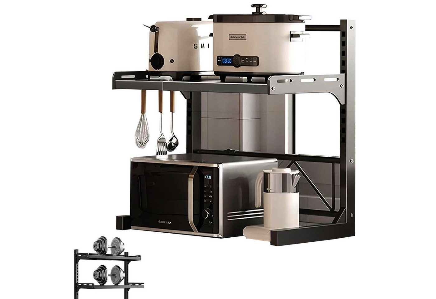 MODFU Küchenregal Multifunktionales Mikrowellenregal Haushaltsregal, höhenverstellbar mit Haken Anti-Rutsch Füße 1-tlg., rostfrei pflegeleicht für Mikrowelle Mini-Ofen Reiskocher MODFU Küchenregal Multifunktionales Mikrowellenregal Haushaltsregal, höhenverstellbar mit Haken Anti-Rutsch Füße 1-tlg., rostfrei pflegeleicht für Mikrowelle Mini-Ofen Reiskocher von MODFU