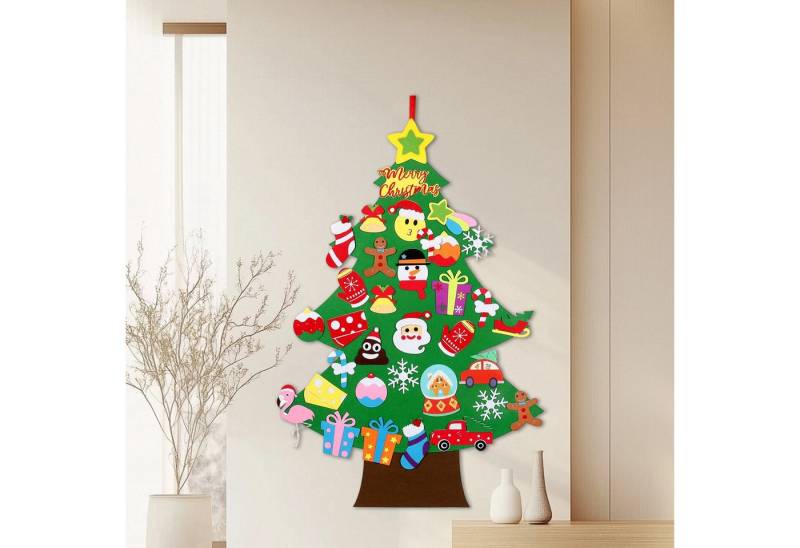 MODFU Künstlicher Weihnachtsbaum DIY Weihnachtsbaum aus Filz für Kinder 3D Dekorationsset, 3D Bastelset mit Filzornamenten wiederverwendbar Lernspiel von MODFU