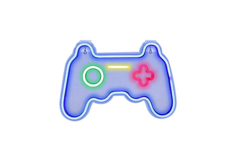 MODFU LED Dekolicht Spiel Leuchtreklame Gaming Neon Schild Neonlicht LED Schild Gamepad, frei stehend oder zur Wandmontage, LED fest integriert, Bunt, Neon Sign Leuchtschrift für Jungen Kinder Spielzimmer Bar Party Deko von MODFU