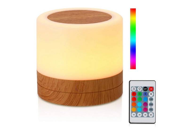 MODFU LED Nachttischlampe Tischlampe Nachtlampe mit Touchsteuerung, mit Timing Funktion, LED fest integriert, RGB, USB wiederaufladbar tragbar ideal für Kinderzimmer Schlafzimmer von MODFU