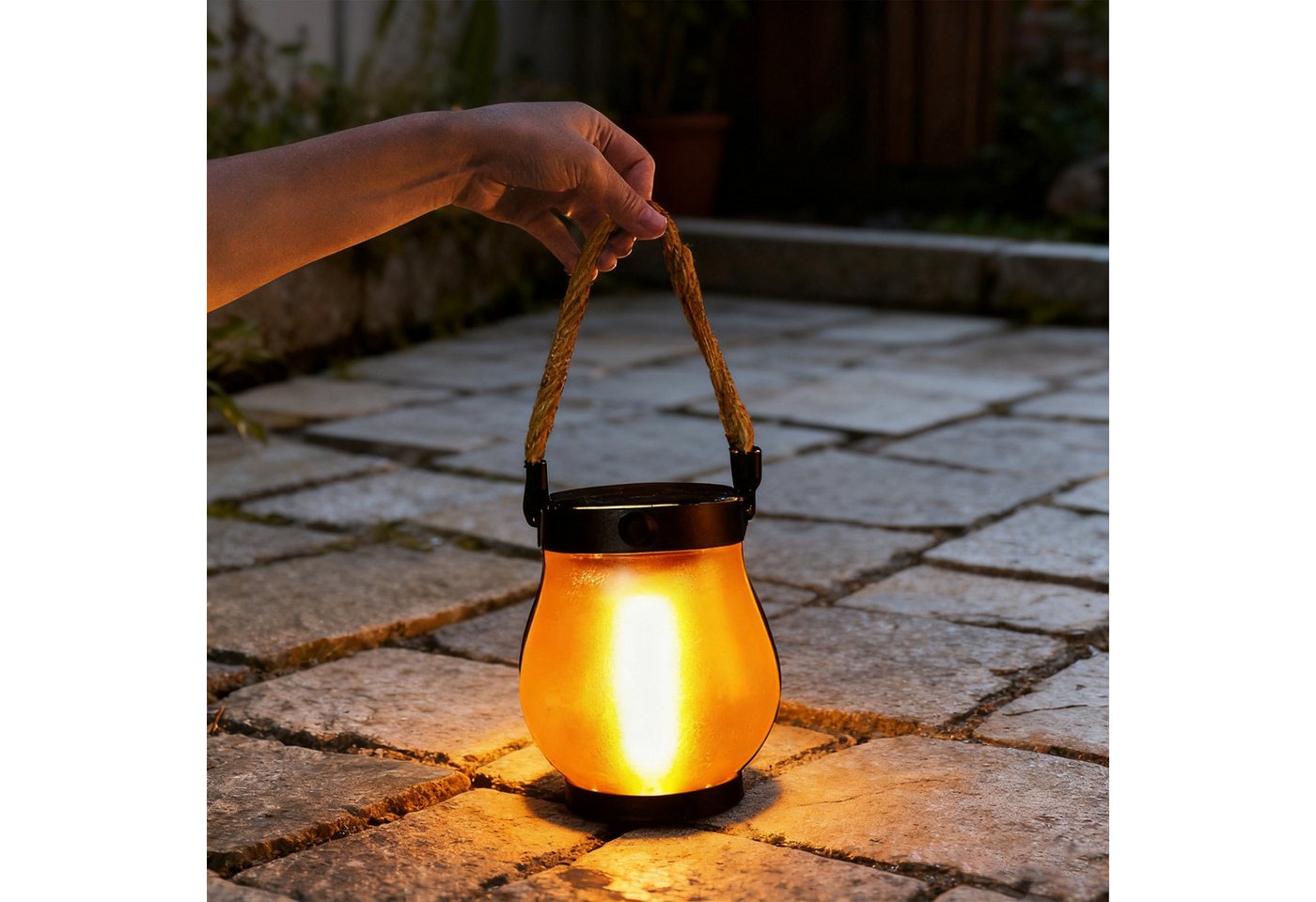 MODFU LED Solarleuchte Solarlaternen 4er-Set Outdoor LED Solarleuchten für Garten, 2 Lichtmodi aufladbar per Solarbetrieb oder USB-Kabel(nicht enthalten), LED fest integriert, warmweißes Ambiente-Licht, wasserdicht dekorativ für Garten Terrasse Balkon Weg von MODFU