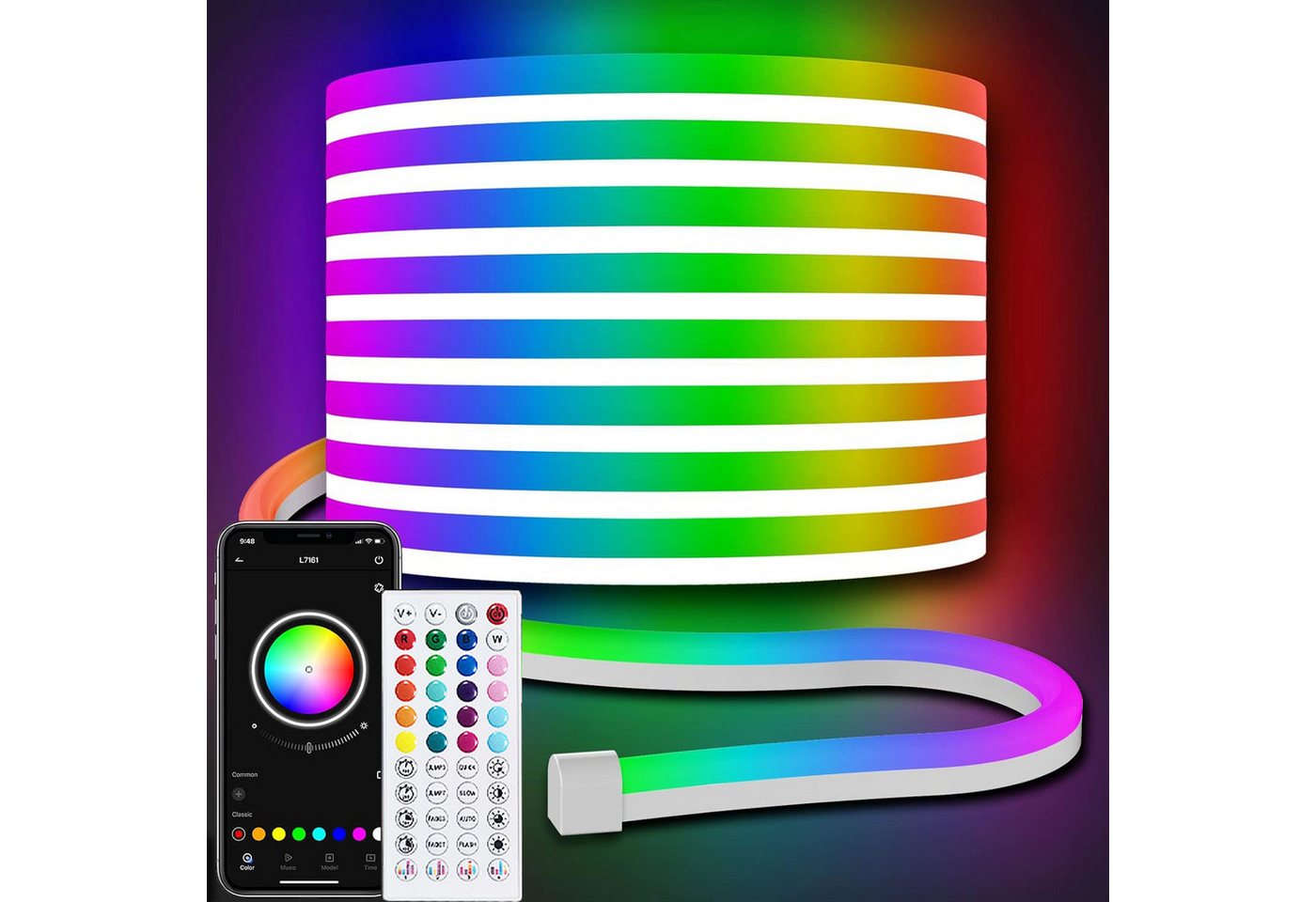 MODFU LED Stripe RGB Lichtband Deko Beleuchtung mit Musikmodus, Neon Licht mit 120° Side-Brightness Design, selbstklebend MODFU LED Stripe RGB Lichtband Deko Beleuchtung mit Musikmodus, Neon Licht mit 120° Side-Brightness Design, selbstklebend von MODFU