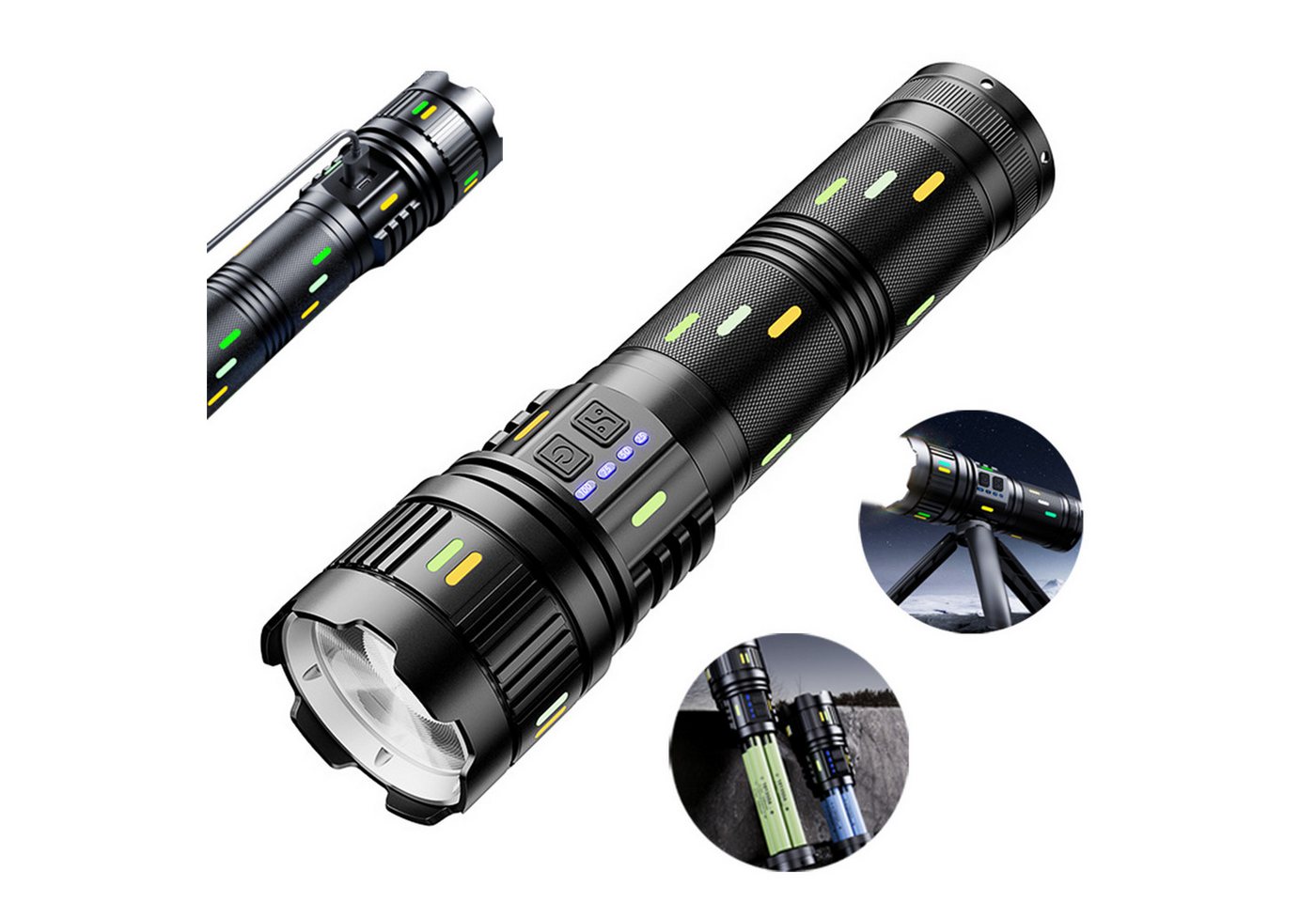 MODFU LED Taschenlampe Taktische Handlampe Campinglampe Outdoor-Leuchte mit 7 Modi (aus Aluminium mit 4x181350A Lithiumbatterie LCD Anzeige, 1-St., 7 Lichtmodi Powerbank-Funktion USB Aufladbar IPX67 Wasserdicht), ideal für Camping Notfälle Werkstatt MODFU LED Taschenlampe Taktische Handlampe Campinglampe Outdoor-Leuchte mit 7 Modi (aus Aluminium mit 4x181350A Lithiumbatterie LCD Anzeige, 1-St., 7 Lichtmodi Powerbank-Funktion USB Aufladbar IPX67 Wasserdicht), ideal für Camping Notfälle Werkstatt von MODFU
