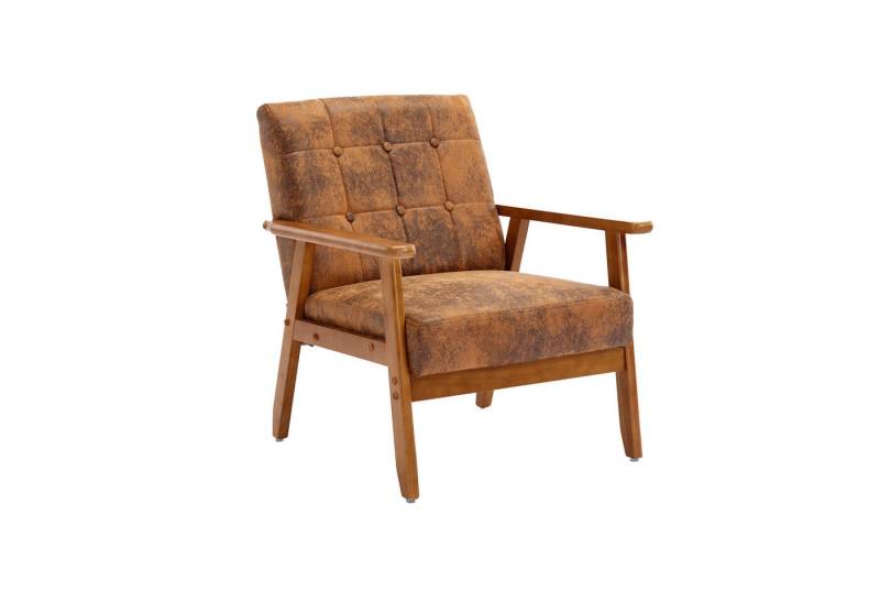 MODFU Loungesessel Freizeitstuhl mit Massivholz-Armlehnen und -Füßen (für Wohnzimmer Schlafzimmer Studio-Stuhl, Mid-Century Modern Akzentstuhl) von MODFU