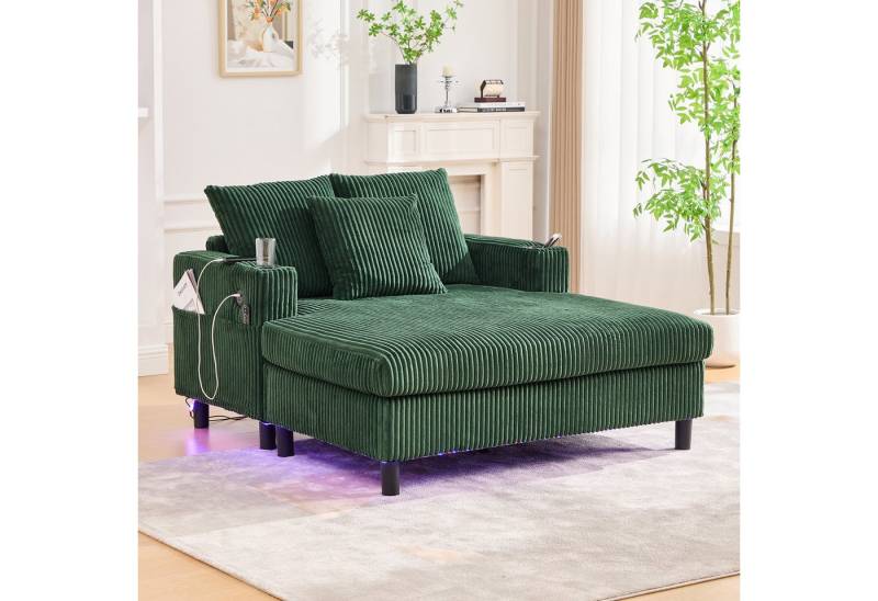 MODFU Loungesofa mit USB-Anschluss & Getränkehalter, ergonomisch, Übergroßer LED-Chaiselongue-Sessel,Polsterstuhl von MODFU