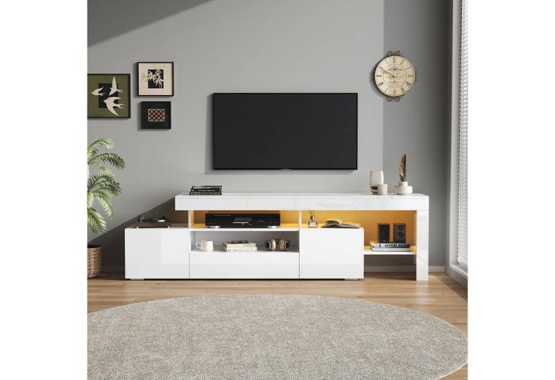 MODFU Lowboard Lowboard (Fernsehschrank, Fernsehtisch, Kommode, 1 St., mit 3 Schränke), mit LED, für Fernseher um 85 Zoll von MODFU