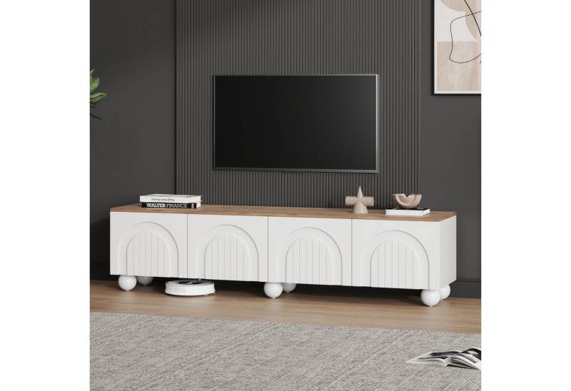 MODFU Lowboard Lowboard (Fernsehtisch, Fernsehschrank, 1 St., mit 4 Schränken), mit 6 Kugelfuß Metallbeine von MODFU