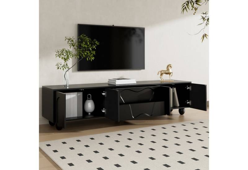 MODFU Lowboard Stabiler Schrank mit Naturholzbeinen (Fernsehschrank,TV-Board, 1 St., Wohnzimmer-Schrank mit speziellen Schubladen), Kratzfest und pflegeleicht,mit großem Stauraum von MODFU