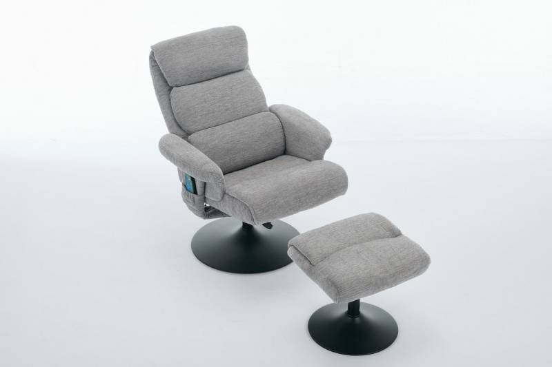 MODFU Massagesessel Chefsessel Drehstuhl (Relaxsessel mit 5-Punkte-Massage & Heizfunktion, ergonomische Liegefunktion und 360° Drehbarkeit, Chenille-Stoff., Relaxsessel mit Hocker), mit Relaxfunktion von MODFU