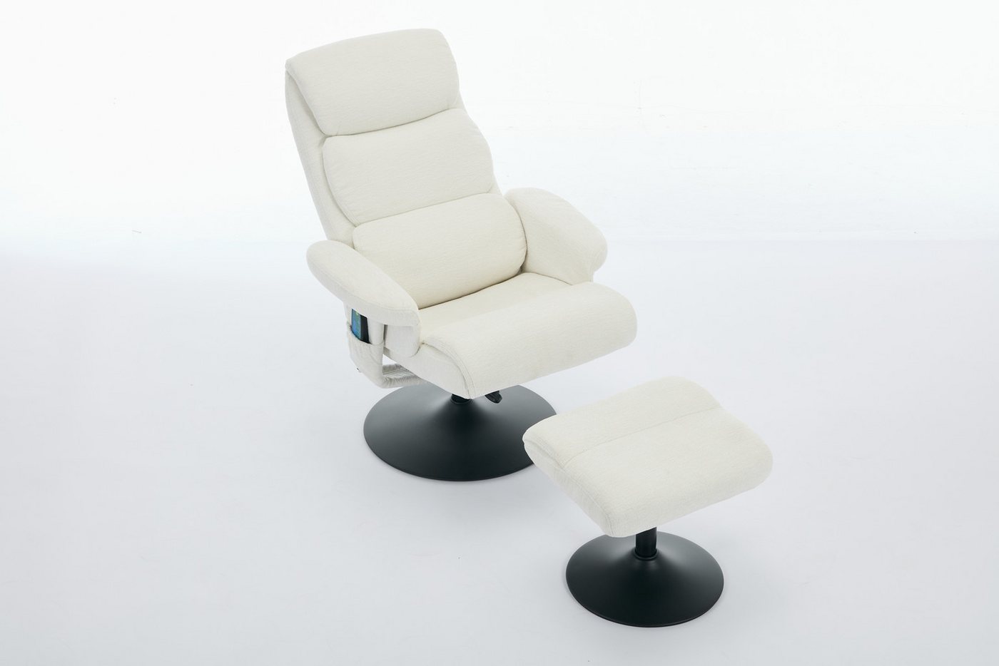 MODFU Massagesessel Chefsessel Drehstuhl (Relaxsessel mit 5-Punkte-Massage & Heizfunktion, ergonomische Liegefunktion und 360° Drehbarkeit, Chenille-Stoff., Relaxsessel mit Hocker), mit Relaxfunktion von MODFU