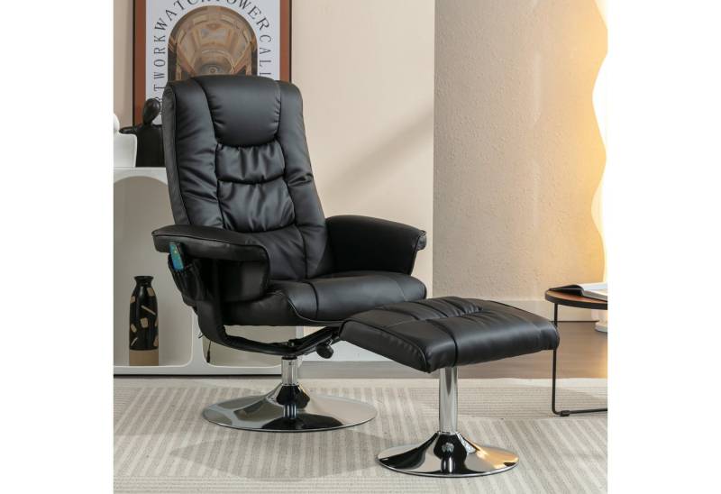 MODFU Massagesessel Massagesessel,Heizfunktion und Fußhocker (Massagesessel mit Kunstleder-Leder und 5-Kunstledernkt-Massagegerät – Drehbar, Heizfunktion, Fußhocker, Modernes Design) von MODFU