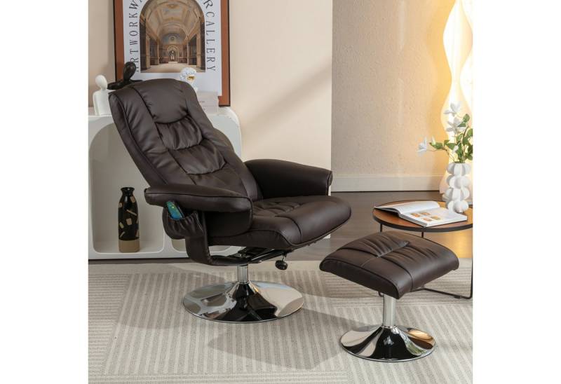 MODFU Massagesessel Massagesessel,Heizfunktion und Fußhocker (Massagesessel mit Kunstleder-Leder und 5-Kunstledernkt-Massagegerät – Drehbar, Heizfunktion, Fußhocker, Modernes Design) von MODFU