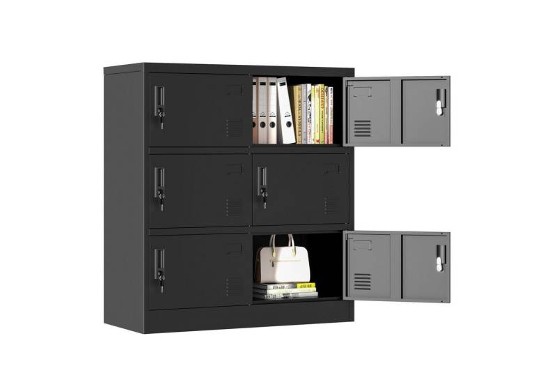 MODFU Mehrzweckschrank Metall-Aufbewahrungsschrank, Rost- & Feuchtigkeitsbeständig (Wohnzimmerschrank, Mehrzweckschrank, 1-St., 6-Türige) Sicherheits-Schrank mit Schloss, Lüftungsschlitze von MODFU