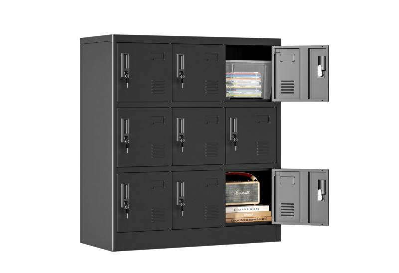 MODFU Mehrzweckschrank Metall-Aufbewahrungsschrank, Rost- & Feuchtigkeitsbeständig (Wohnzimmerschrank, Mehrzweckschrank, 1-St., 9-Türige) Sicherheits-Schrank mit Schloss, Lüftungsschlitze von MODFU