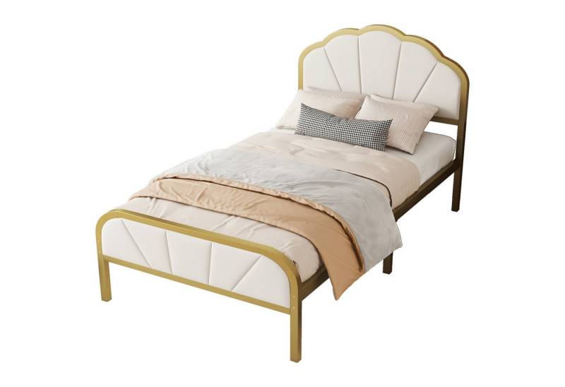 MODFU Metallbett Eisenrahmenbett, Flachbett, wolkenähnliches Kopfteil (goldener Rahmen, minimalistisches Design 90x200cm), ohne Matratze von MODFU