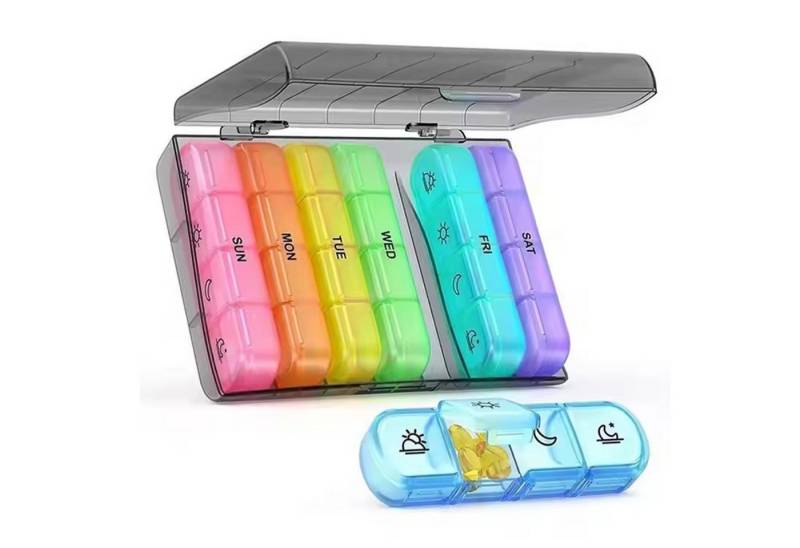 MODFU Pillendose 7 Tage Tablettenbox Medikamentenbox mit 21 Fächern (mit Tages- und Wochenplan Fächer, 1 St., für Tabletten Vitamine Nahrungsergänzungsmittel), für Unterwegs Reisen Alltagsorganisation von MODFU