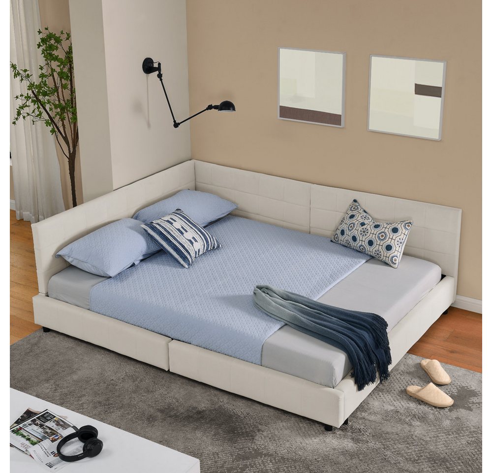 MODFU Polsterbett Polsterbett (Kinderbett mit Lattenrost, 1-tlg., 160*200 cm, mit Matratze (Schaummatratze), mit hoher Rückenlehne, Samtdesign von MODFU